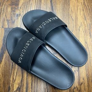 Black Balenciaga Rubber Slides